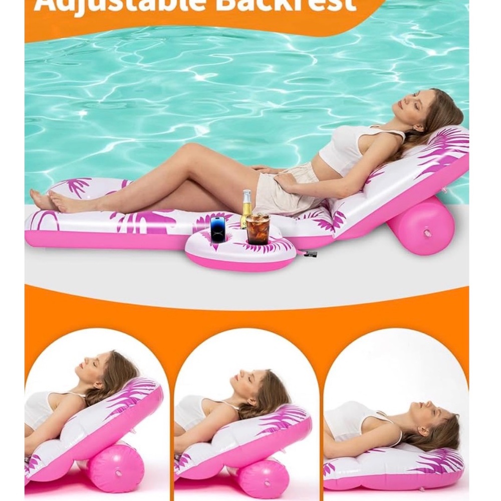 Pink Palm Leaf Inflatable Pool Float - Picture 2 of 6